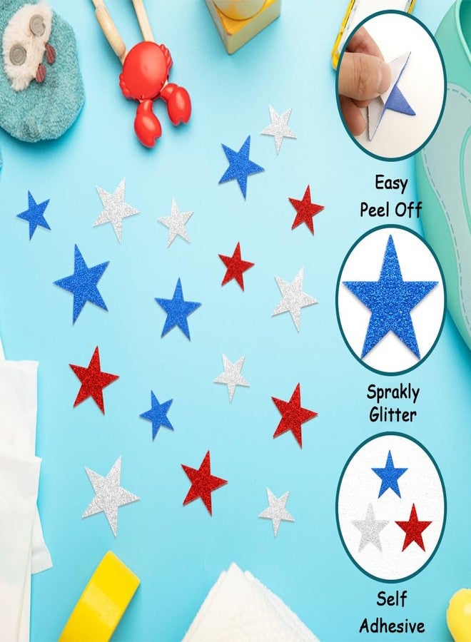 KQNBI Foam Star Stickers 90 Pcs 4th of July Foam Stickers Red White Blue Glitter Sticker Self Adhesive Patriotic Glitter Star Shaped Sticker for Kids Art Crafts Greeting Card Memorial Independence Day Decor - Image 4